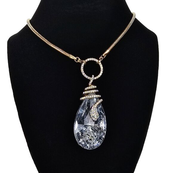 Betsey Johnson Snake Glass Crystal Pendent with Gold Tone Chain - Picture 8 of 9